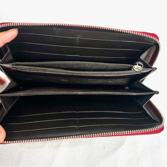 Unique Retro Leather Vintage Etro Women Burgendy Brown Wallet Full Zip 9x4" (10) - Picture 5 of 9